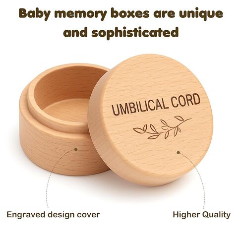 Umbilical Cord Keepsake Box Wooden Cute Fetal Hair Memorial Tooth Box Kids Lost Teeth Storage Durable Baby Keepsake Gift for Christening Gift Baby Shower Pregnancy in Kuwait