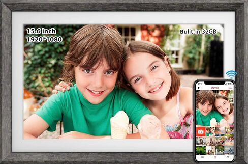 Frameo 10.1 Inch WiFi Digital Picture Frame，1280 * 800IPS HD Cloud Smart Digital Photo Frame,32GB Storage, Wall Mountable, Auto-Rotate,Easy to Share Photos or Videos via FRAMEO APP （Wood Frame） in Kuwait