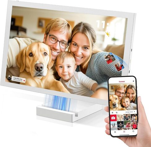 NGTeco Digital Picture Frame 64GB, 10.1" HD Touch Screen Digital Photo Frame, 5000mAh Cordless Battery & Magnetic Wireless Charging, Photo/Video Sharing via Frameo App in Saudi Arabia