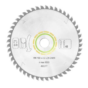 495377 for festool Track Saw Blade 160mm(6 1/4"), 2.2mm, 20mm, 48T, ATB | Fit for festool TS 55, TSC 55, ATF 55 E, HK 55, HKC 55 Track Saw Plunge Cut Saws, Replaces 491952, 2-Year Warranty in Saudi Arabia