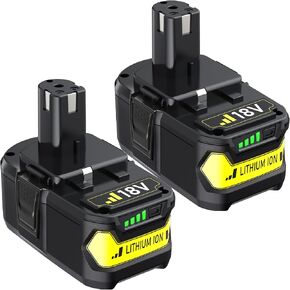 عبوتان بديلتان عاليتا السعة لبطارية ريوبي 18 فولت | P108 P104 P105 P102 P103 P122 P109 Li-Ion متوافق مع Ryobi 18V ONE+ System أدوات كهربائية لاسلكية وشاحن in Kuwait
