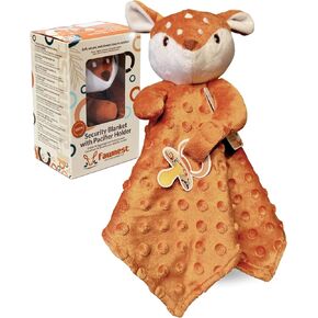 Baby Lovey Security Blanket Newborn - Plush Stuffed Animal with Pacifier Holder, Gender Neutral Baby Gift, Cozy Blanket for Boy & Girl Minky Dot in Kuwait