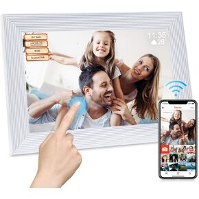 إطار صور رقمي واي فاي ذكي مقاس 10.1 بوصة من Frameo White، إطار صورة رقمي Wi-Fi مع مساحة تخزين 32 جيجابايت وفتحة SD، إطار صورة إلكتروني IPS شاشة تعمل باللمس مع تدوير تلقائي، هدايا للأم، تدفئة المنزل in Kuwait