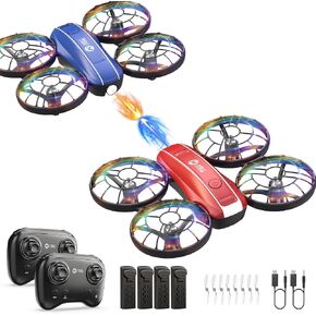 Holy Stone HS210FS Mini Drone for Kids Beginners, 2-Player Indoor RC Quadcopter Set with Battle Mode, 360° Flips, Circle Fly, Headless Mode, Altitude Hold, LED Lights, 4 Batteries in Saudi Arabia