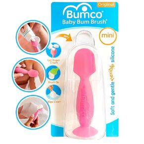 Bumco Baby Bum Brush + Travel Diaper Cream Spatula Set With Case (Pink) | BPA-Free - Diaper bag essentials with suction cup base. Travel case included for clean butt paste cream application on-the-go in Kuwait