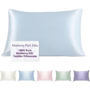 Mulberry Park Fitted Silk Crib Sheet - Grade 6A Pure 19 Momme Toddler Bedding - Gentle on Baby's Delicate Skin, Helps with Bald Spot, Eczema, Dry Skin & Cradle Cap - 28" x 52" / Goodnight Green in Kuwait