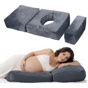 Pregnancy Pillows for Sleeping, Pregnancy Massage Pillow Full Body Pillow | 45.3 Inch pregnancy pillow with Removable Cover & Leg Pillow, Support for Back, Legs, Belly, HIPS for Pregnant Women (Grey) in Kuwait