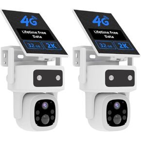 2 Pack 4G LTE Cellular Solar Security Camera Outdoor Wireless, Lifetime Free Data & Zero Monthly Fee, No WiFi, 2K PTZ, Color Night Vision, PIR, 2-Way Audio, IP66, in Saudi Arabia