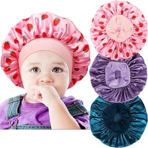 3 PCS Satin Baby Bonnets for Sleeping Toddler Bonnets for Girls and Boys | Small Sleep Bonnet,Help Frizzy Hair,Overnight Hair Protection,Staying on Head,Curly Hair,Easy Washing,Keep Hairstyle Intact in Kuwait