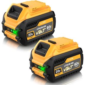 2Pack 8000mAh Replacement for Dewalt 20V Max Battery and Charger Compatible with Dewalt 20V Max Battery XR Cordless Tools DCB206 DCB200 DCB201 DCB204 DCB207 DCD/DCF/DCG Power Tool in Kuwait