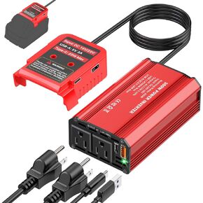 300W Power Inverter Compatible with Milwaukee M18 Battery - DC 18V to AC 110V Battery Converter, Portable Power Station with PD 65W Type-C Fast Charging & 2 AC Outlet & 2 USB-A & 1 Type-C 20W in Saudi Arabia
