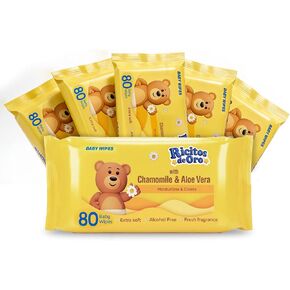 Ricitos de Oro Baby Wipes | Chamomile & Aloe Vera | 80 ct | 6-Pack in Saudi Arabia