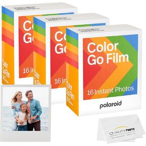 Polaroid Go Color Film, White Frame + Quality Photo Microfiber Cloth (Only Compatible with Polaroid Go Cameras) (3 Pack (48 Sheets) in Kuwait