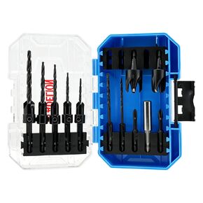 15-Piece Countersink Drill Bit Set for Woodworking | Adjustable Tapered Counter Sink Drill Bits, 2PC Wood Plug Cutters, Magnetic Extension Bit Holder, 1/4" Hex Shank in Kuwait
