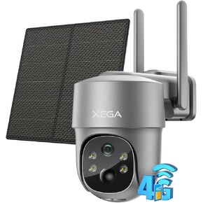 Xega 4G LTE Cellular Security Camera Solar with SIM Card,Wireless Outdoor No WiFi Security Camera,2K HD PTZ Night Vision Motion Detection 2 Way Talk TF&Cloud Storage IP66, Built-in SIM Card | Outdoor Wireless,2K HD PTZ,Night Vision,Motion Detection,2-Way  in Kuwait
