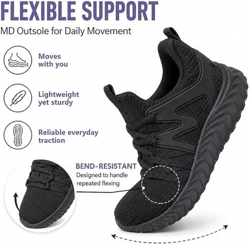 Women's Slip On Walking Shoes Lightweight Breathable Tennis Shoes, Comfortable Athletic Sneakers for Gym Travel Workout All Black in Kuwait