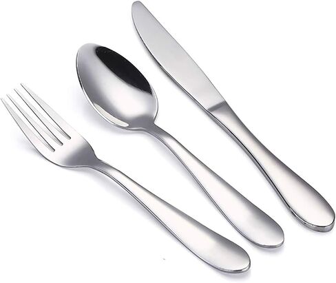 VANRA 3-Piece Children Flatware Set 18/10 Stainless Steel Child Set Tableware Set Silver Cutlery Set Silverware Dinner Utensils for Kids (Chrome Finished) (Fork Spoon Knife) in Kuwait