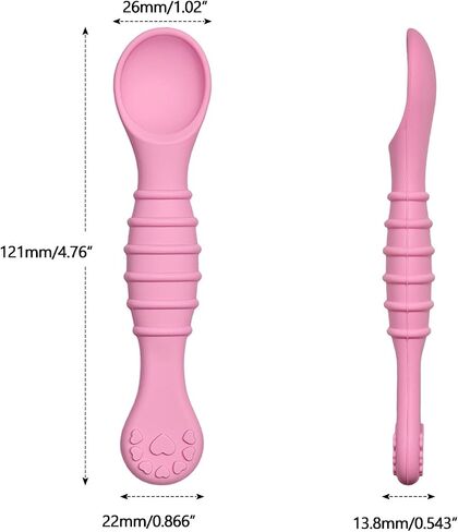 5 Pack Baby Spoons First Stage Feeding - Soft Silicone Self Feeding Training Utensils for Infant & Toddler - BPA Free BLW Weaning Supplies with Choke Guard - Dishwasher Safe Gentle on Gums in Kuwait
