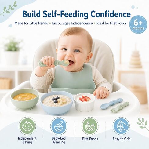 PandaEar 6 Pack Baby Silicone Spoons, Baby Led Weaning Utensils 6-12 Months | 6-Pack Silicone Baby Spoons for Self-Feeding, Gentle on Gums, Ideal for Baby-Led Weaning 6-12 Months. in Kuwait