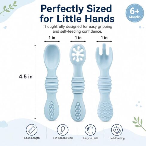 PandaEar 6 Pack Baby Silicone Spoons, Baby Led Weaning Utensils 6-12 Months | 6-Pack Silicone Baby Spoons for Self-Feeding, Gentle on Gums, Ideal for Baby-Led Weaning 6-12 Months. in Kuwait