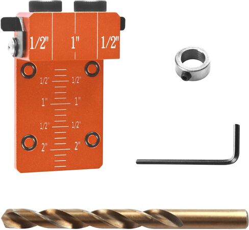 O'SKOOL 1/2"Solid Aluminum Dowel Jig Kit with Laser Cut Witness Mark and Depth Scale, 1/2-Inch Self-Centering Dowel Jig Kit with Cobalt M-35 Drill Bit in Kuwait