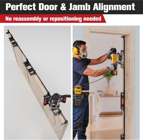 Door Hinge Template Kit, Portable Single Jig Provided, Quickly and Precisely Recess Square & Radius Hinges in Door and Frame, Full Flexibility for Hinge Size, Shape and Positioning (Black) in Kuwait