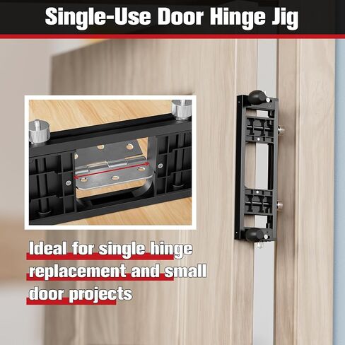 Door Hinge Template Kit, Portable Single Jig Provided, Quickly and Precisely Recess Square & Radius Hinges in Door and Frame, Full Flexibility for Hinge Size, Shape and Positioning (Black) in Kuwait