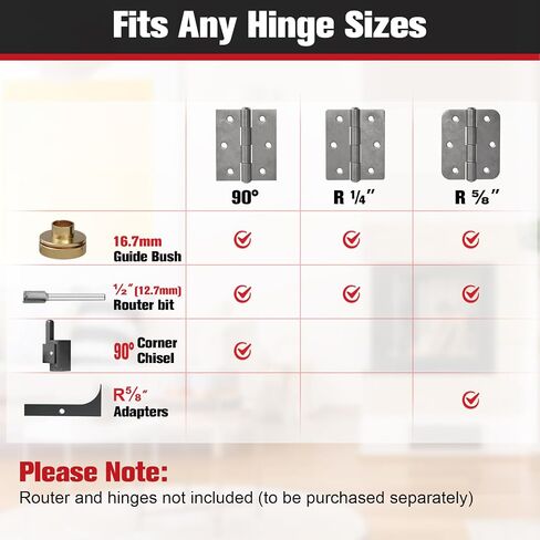 Door Hinge Template Kit, Portable Single Jig Provided, Quickly and Precisely Recess Square & Radius Hinges in Door and Frame, Full Flexibility for Hinge Size, Shape and Positioning (Black) in Kuwait
