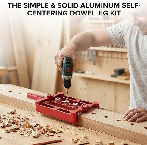 Self Centering Dowel Jig Kit, 6/8/10mm Woodworking Dowel Jig | Dowel Hole Locator with Steel Bushings, Adjustable Tool for Furniture, Cabinets, and Joinery Projects in Kuwait