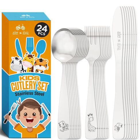 Kids and Toddler Utensils Silverware Set – 9-Piece Toddler Silverware Includes 3 Forks 3 Spoons and 3 Kid-Friendly Knives - kids Metal silverware Flatware Cutlery Set for Preschooler Baby Child in Kuwait