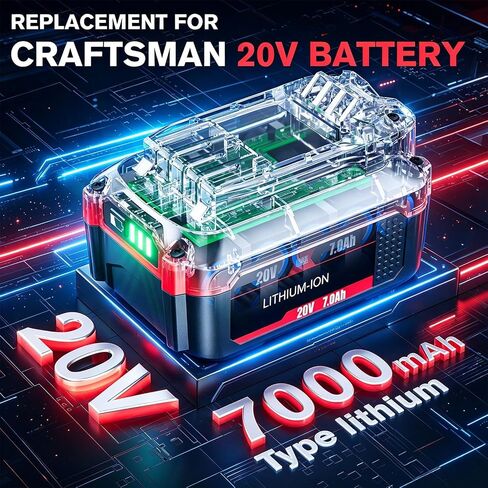 Nonbliep 2Pack 7.0Ah V20 Replacement for Craftsman 20V Battery Compatible with Craftsman 20 Volt MAX Battery CMCB202 CMCB205 CMCB206 CMCB204 CMCB201 Cordless Tools & Chargers CMCB104 CMCB124 in Kuwait