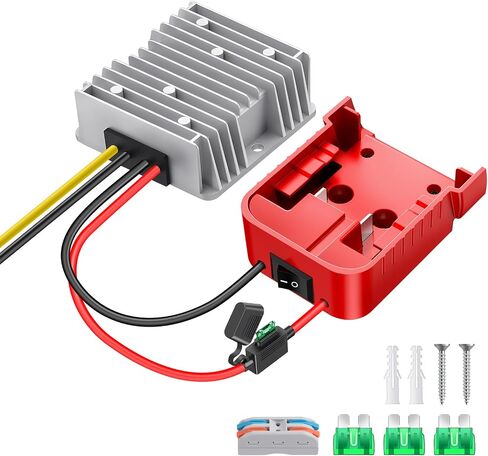 18v to 12v Step Down Converter,Compatible with Milwaukee M18 Battery Adapter,DC 12V 20A 240W Buck Converte,Multifunctional Design,Over Discharge Protection,with Switch,30A Fuse,Wire Terminals in Kuwait