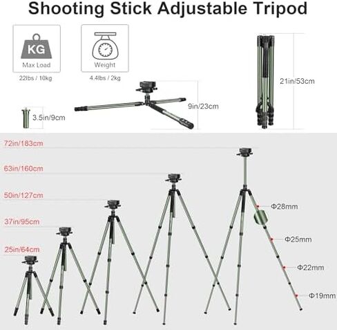 Manbily MA-284GL Hunting Tripod & U-3 Saddle Set for Shooting, 28mm Tube, Max. Load 22lbs/10kg, Aluminum Shooting Tripods with Clamp Mount 72 in in Kuwait