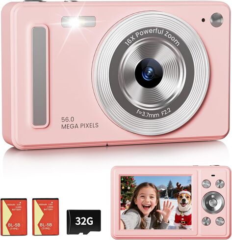 Digital Camera, FHD 1080P Point and Shoot Camera, 32GB SD Card, 2 Batteries in Saudi Arabia