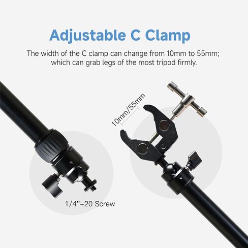Toprig Accsoon Camera Slider Support Arm (2 Pack) with C Clamps&Extendable Arms, Tripod stabilizer Support Rods, Aluminum Alloy Tripod Stability Arm for Motorized Camera Slider Stable Shooting-30inch in Kuwait