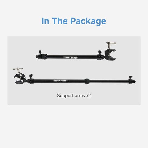 Toprig Accsoon Camera Slider Support Arm (2 Pack) with C Clamps&Extendable Arms, Tripod stabilizer Support Rods, Aluminum Alloy Tripod Stability Arm for Motorized Camera Slider Stable Shooting-30inch in Kuwait