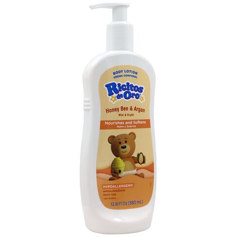 Ricitos de Oro Honey and Argan Baby Body Lotion That Helps Smooth Baby Skin -Hypoallergenic with Honey Bee Extract Delicious Scent, 2-Pack of 12.8 FL Oz Each, 2 Bottles. in Kuwait