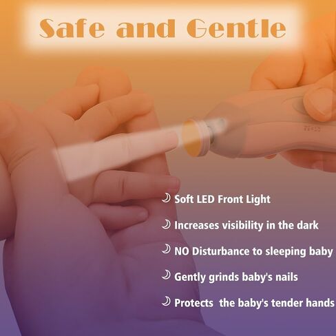 Baby Nail Trimmer Electric Nail File Baby Nail Clippers, Safe Nail Filer Grinder Kit for Newborn Infant Toddler Kids or Adults Toes Fingernails Care Trim Polish, with Led Light and 10 Grinding Heads in Kuwait