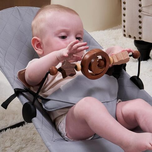 Toy Bar Compatible with Baby Bjorn Bouncer Toy Bar for Baby Bouncer, Durable Wooden Baby Bouncer Toy Bar Attachment, Rotatable Baby Sensory Toy (Natural Wood Colors) in Kuwait