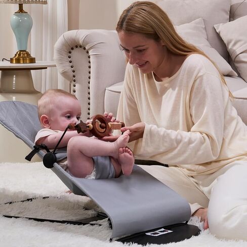 Toy Bar Compatible with Baby Bjorn Bouncer Toy Bar for Baby Bouncer, Durable Wooden Baby Bouncer Toy Bar Attachment, Rotatable Baby Sensory Toy (Natural Wood Colors) in Kuwait