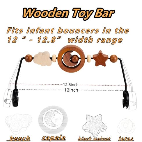 Toy Bar Compatible with Baby Bjorn Bouncer Toy Bar for Baby Bouncer, Durable Wooden Baby Bouncer Toy Bar Attachment, Rotatable Baby Sensory Toy (Natural Wood Colors) in Kuwait