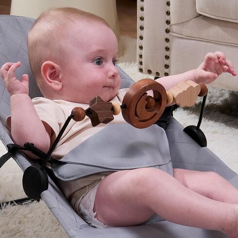 Toy Bar Compatible with Baby Bjorn Bouncer Toy Bar for Baby Bouncer, Durable Wooden Baby Bouncer Toy Bar Attachment, Rotatable Baby Sensory Toy (Natural Wood Colors) in Kuwait