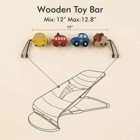 Baby Bjorn Bouncer Toy Bar, Wooden Rotatable Bouncer Toy Bar Attachment, Montessori Sensory Gifts for Babies in Kuwait