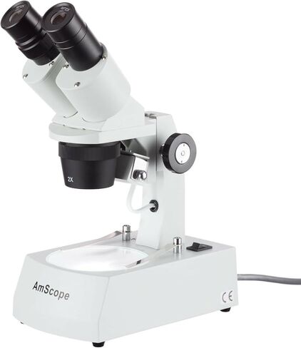 AmScope SE306R-AZ-E1 Digital Forward-Mounted Binocular Stereo Microscope, WF10x and WF20x Eyepieces, 20X/40X/80X Magnification, 2X and 4X Objectives, Upper and Lower Halogen Lighting, Reversible Black/White Stage Plate, Arm Stand, 120V, Includes 1.3MP Cam in Kuwait