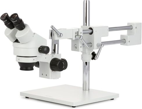 AmScope SM-4BX Professional Binocular Stereo Zoom Microscope, WH10x | 3.5X-45X Magnification Range 76mm Stereo Microscope Holder Ring 360° Multi-Axis Head Rotation Includes 0.5X Barlow in Kuwait