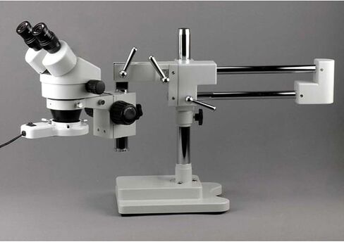 AmScope SM-4BX Professional Binocular Stereo Zoom Microscope, WH10x | 3.5X-45X Magnification Range 76mm Stereo Microscope Holder Ring 360° Multi-Axis Head Rotation Includes 0.5X Barlow in Kuwait