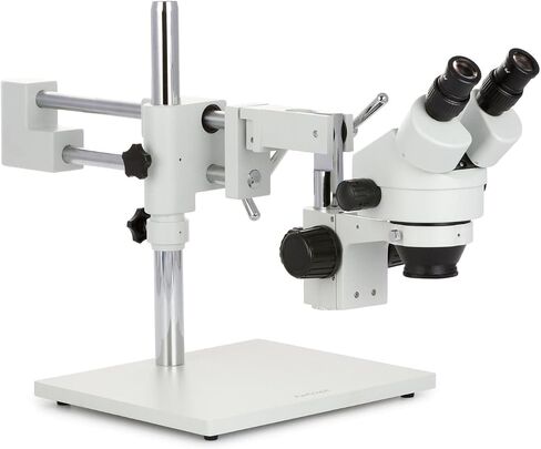 AmScope SM-4BX Professional Binocular Stereo Zoom Microscope, WH10x | 3.5X-45X Magnification Range 76mm Stereo Microscope Holder Ring 360° Multi-Axis Head Rotation Includes 0.5X Barlow in Kuwait