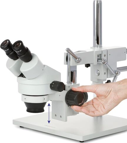 AmScope SM-4BX Professional Binocular Stereo Zoom Microscope, WH10x | 3.5X-45X Magnification Range 76mm Stereo Microscope Holder Ring 360° Multi-Axis Head Rotation Includes 0.5X Barlow in Kuwait