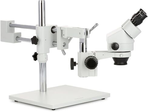 AmScope SM-4BX Professional Binocular Stereo Zoom Microscope, WH10x | 3.5X-45X Magnification Range 76mm Stereo Microscope Holder Ring 360° Multi-Axis Head Rotation Includes 0.5X Barlow in Kuwait