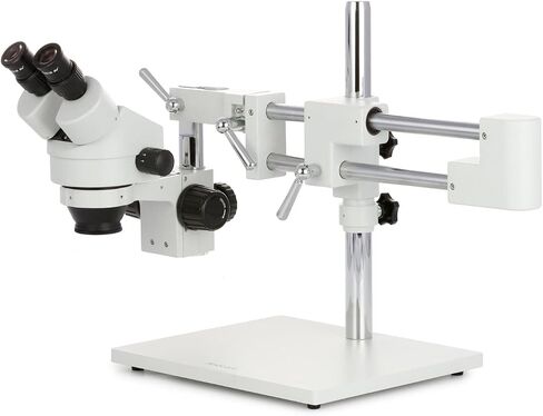 AmScope SM-4BX Professional Binocular Stereo Zoom Microscope, WH10x | 3.5X-45X Magnification Range 76mm Stereo Microscope Holder Ring 360° Multi-Axis Head Rotation Includes 0.5X Barlow in Kuwait